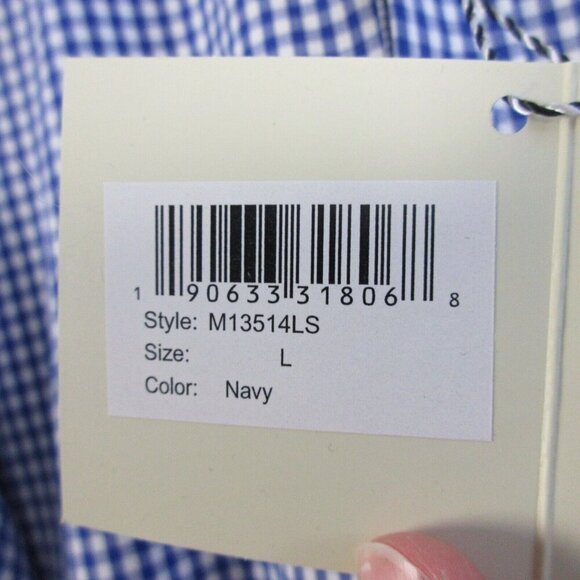 Tailorbyrd Men's Gingham Cotton Stretch Long Sleeve Shirt L Navy Sporty 256 - Picture 6 of 11